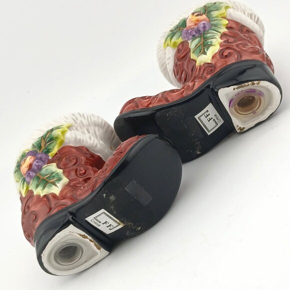 Fitz & Floyd Christmas Santa Boots Salt/Pepper Shakers Tableware Mint Orig Pkg - Picture 6 of 9